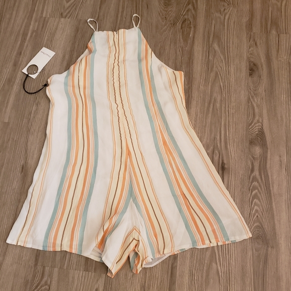 Privacy Please Lucca Romper in Multi Stripe - Picture 5 of 9